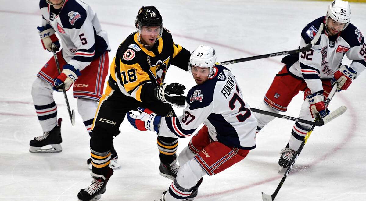Read more about the article HOT START LEADS PENGUINS PAST WOLF PACK, 4-1