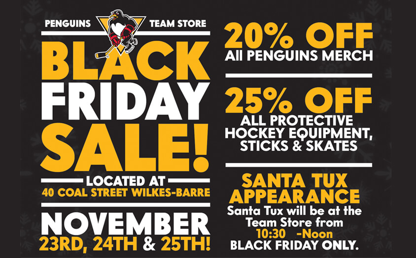 Read more about the article GREAT DEALS AT THE PENGUINS BLACK FRIDAY WEEKEND SALE
