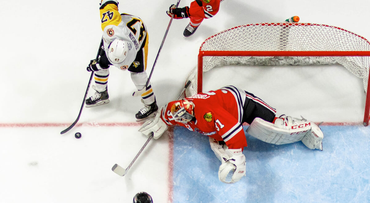 Read more about the article PENGUINS STYMIED BY FORSBERG, ICEHOGS IN 2-1 LOSS