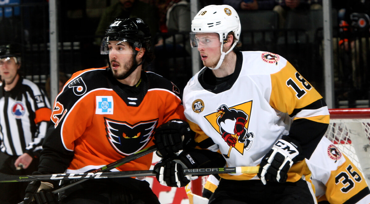 Read more about the article LAFFERTY’S HAT TRICK HELPS PENGUINS TO 5-4 OVERTIME WIN