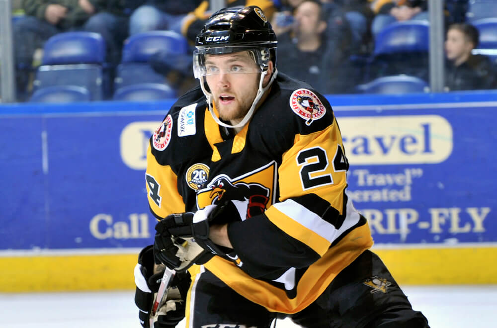 Read more about the article PENGUINS RECALL MACOY ERKAMPS FROM WHEELING