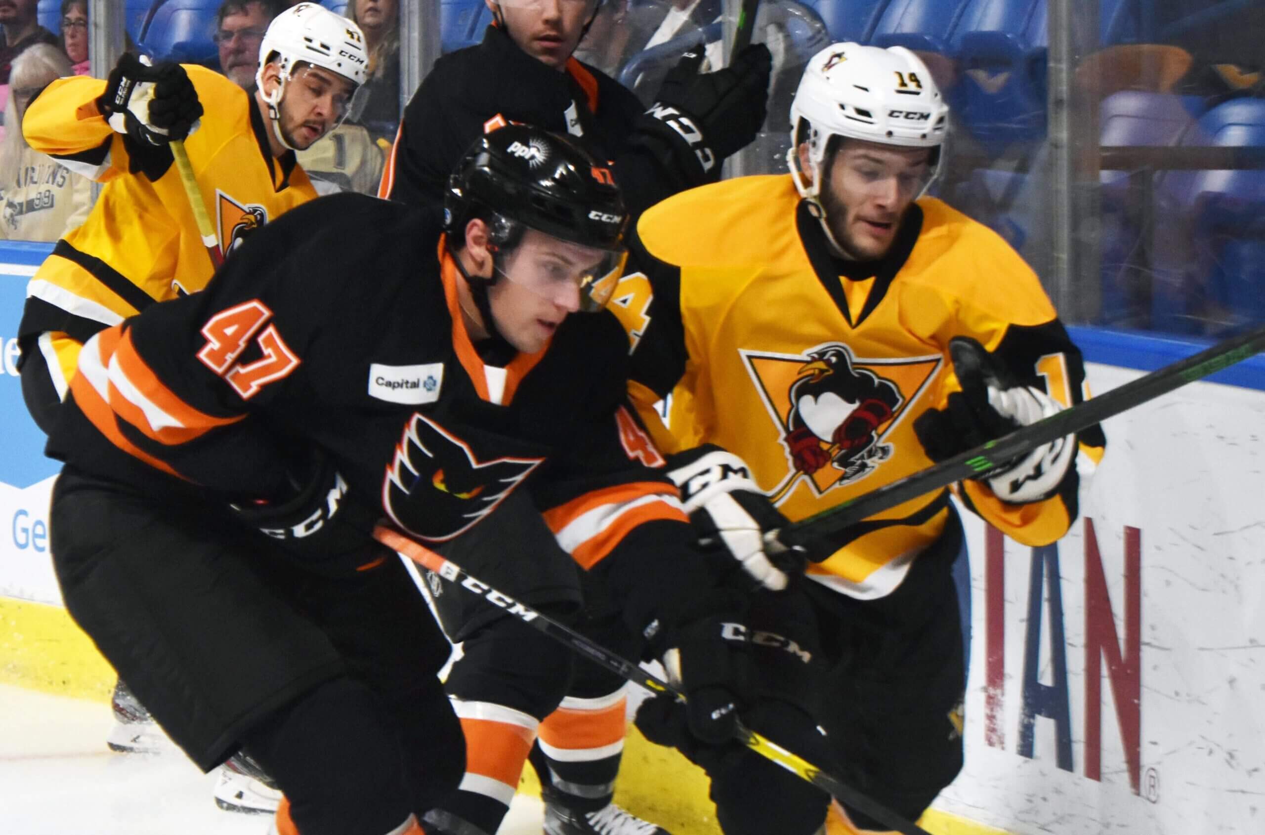 Read more about the article PENGUINS DEFEAT PHANTOMS IN FIRST PRESEASON GAME, 2-1