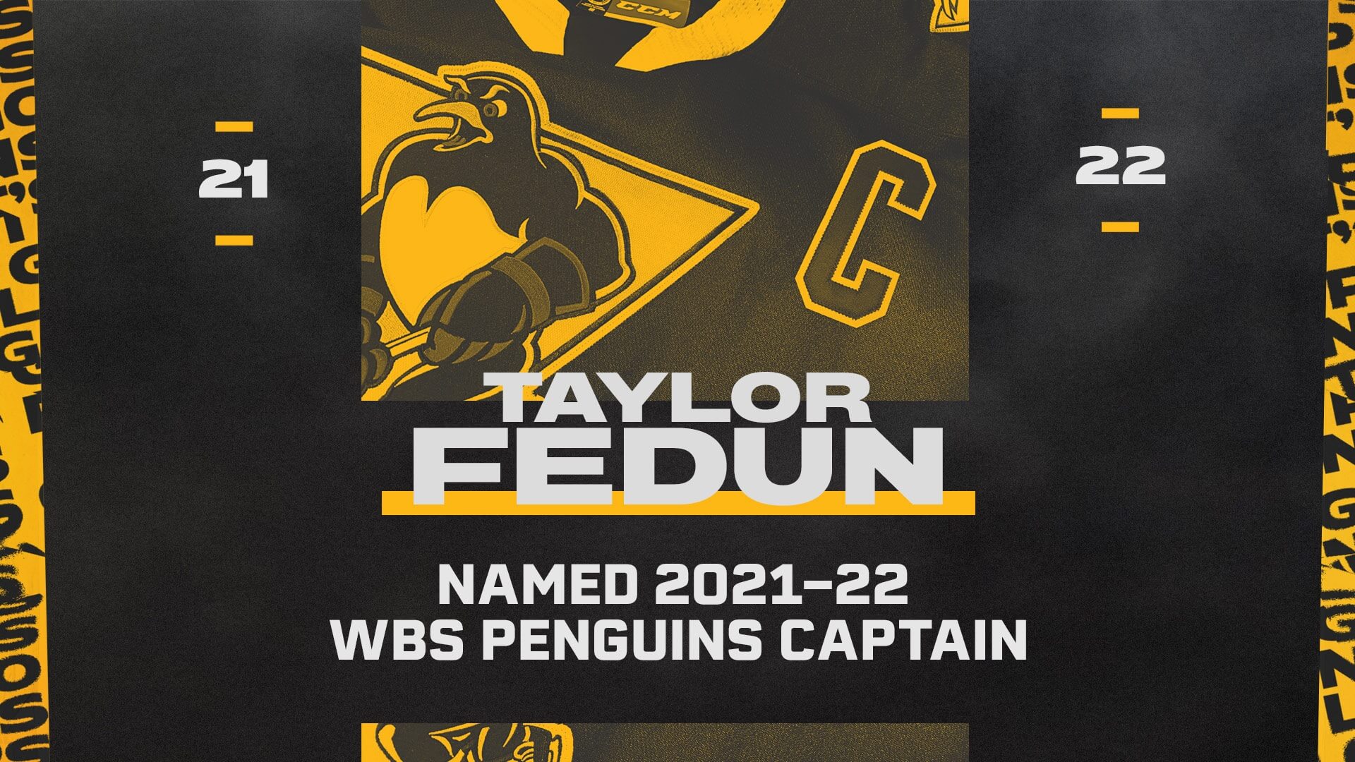 Read more about the article PENGUINS NAME TAYLOR FEDUN TEAM CAPTAIN FOR 2021-22