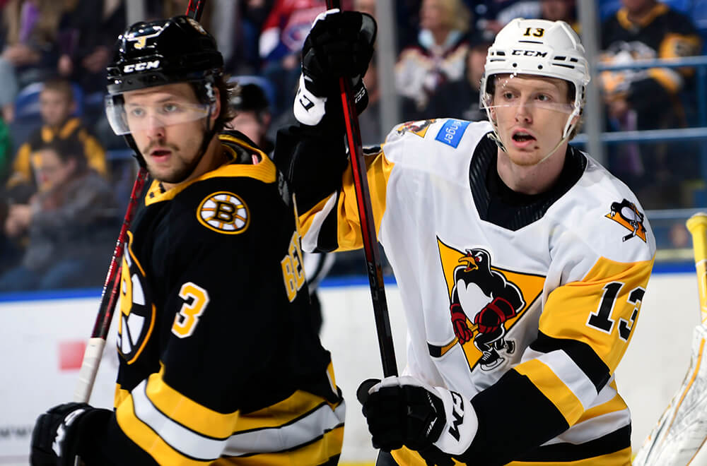 Read more about the article PENGUINS STUMBLE IN THIRD PERIOD, LOSE TO BRUINS, 5-1