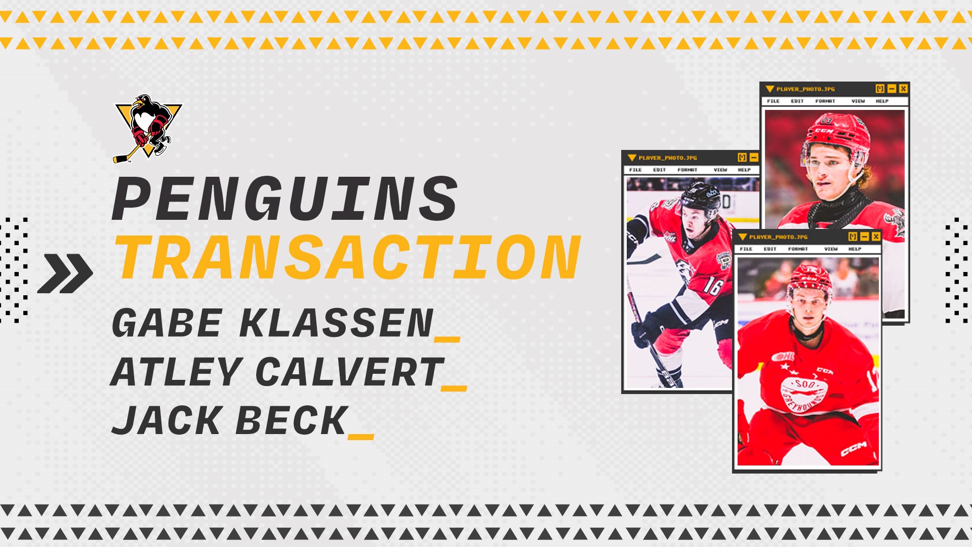 PENGUINS SIGN TRIO OF KLASSEN, CALVERT AND BECK