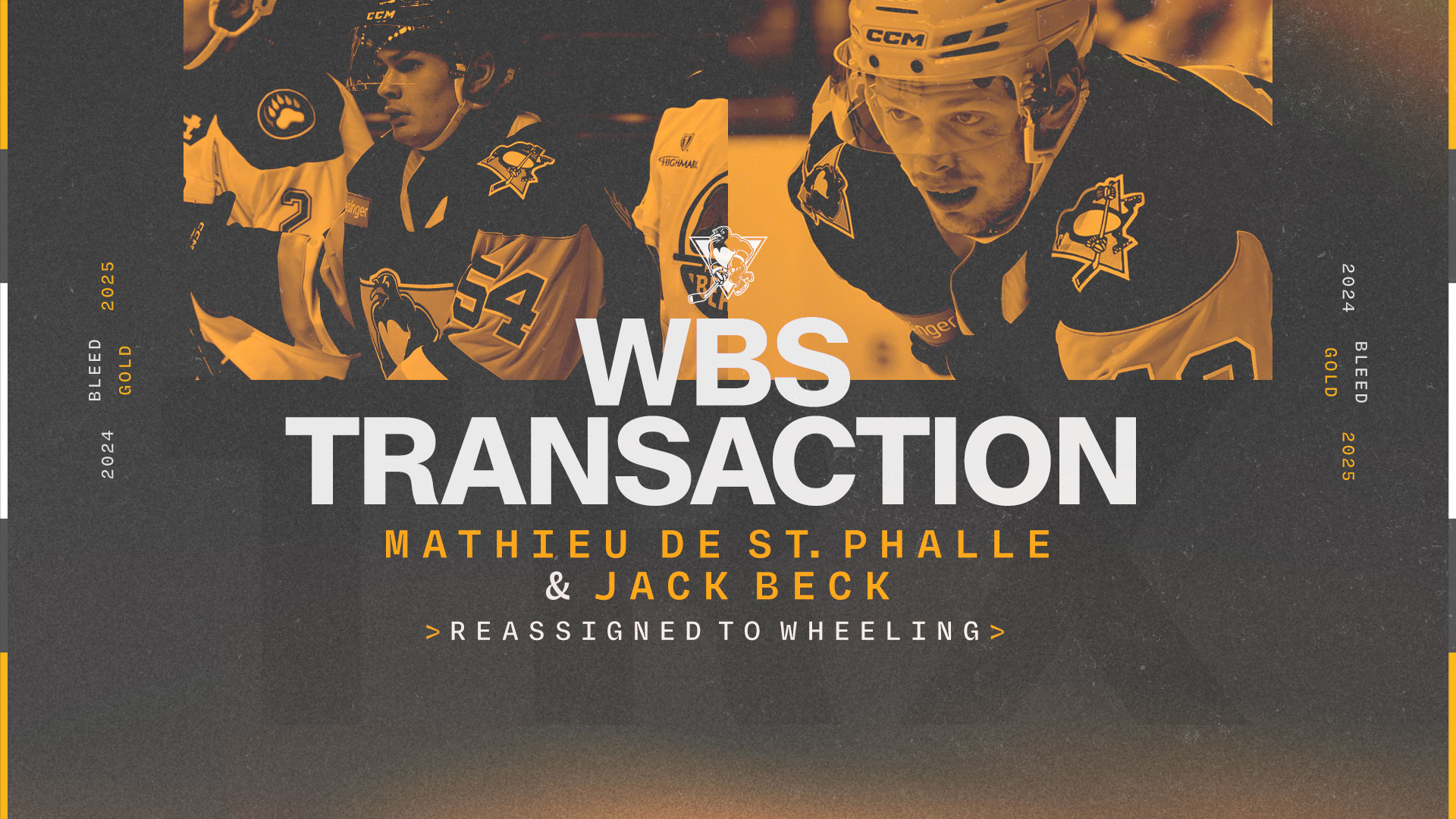 PENGUINS REASSIGN BECK, DE ST. PHALLE TO WHEELING