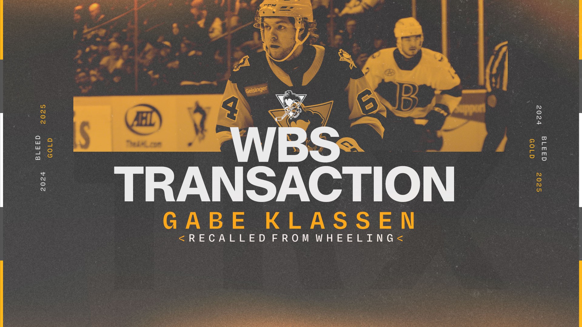 PENGUINS RECALL GABE KLASSEN FROM NAILERS