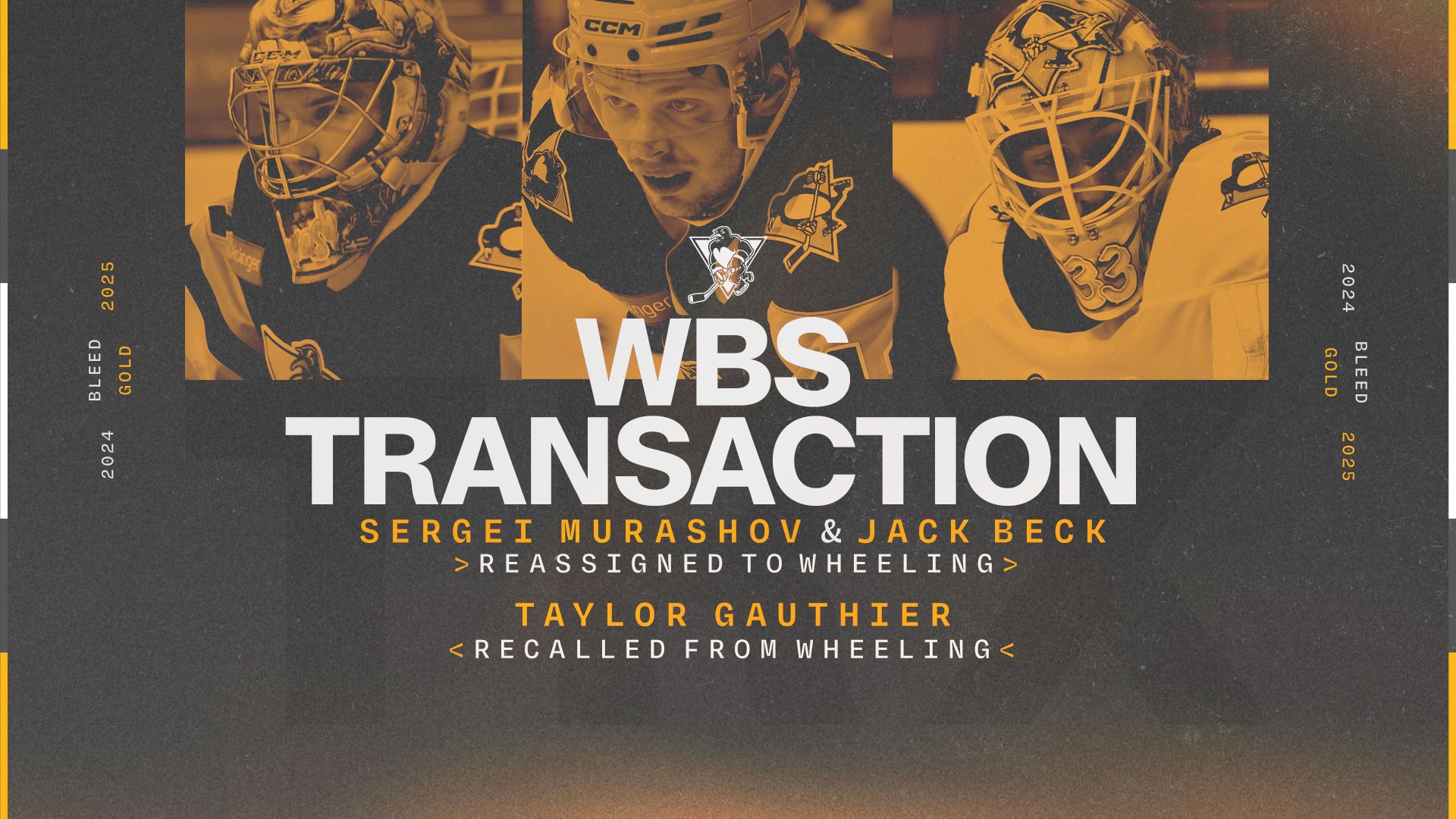 MURASHOV, BECK REASSIGNED TO WHEELING; GAUTHIER RETURNS TO WBS