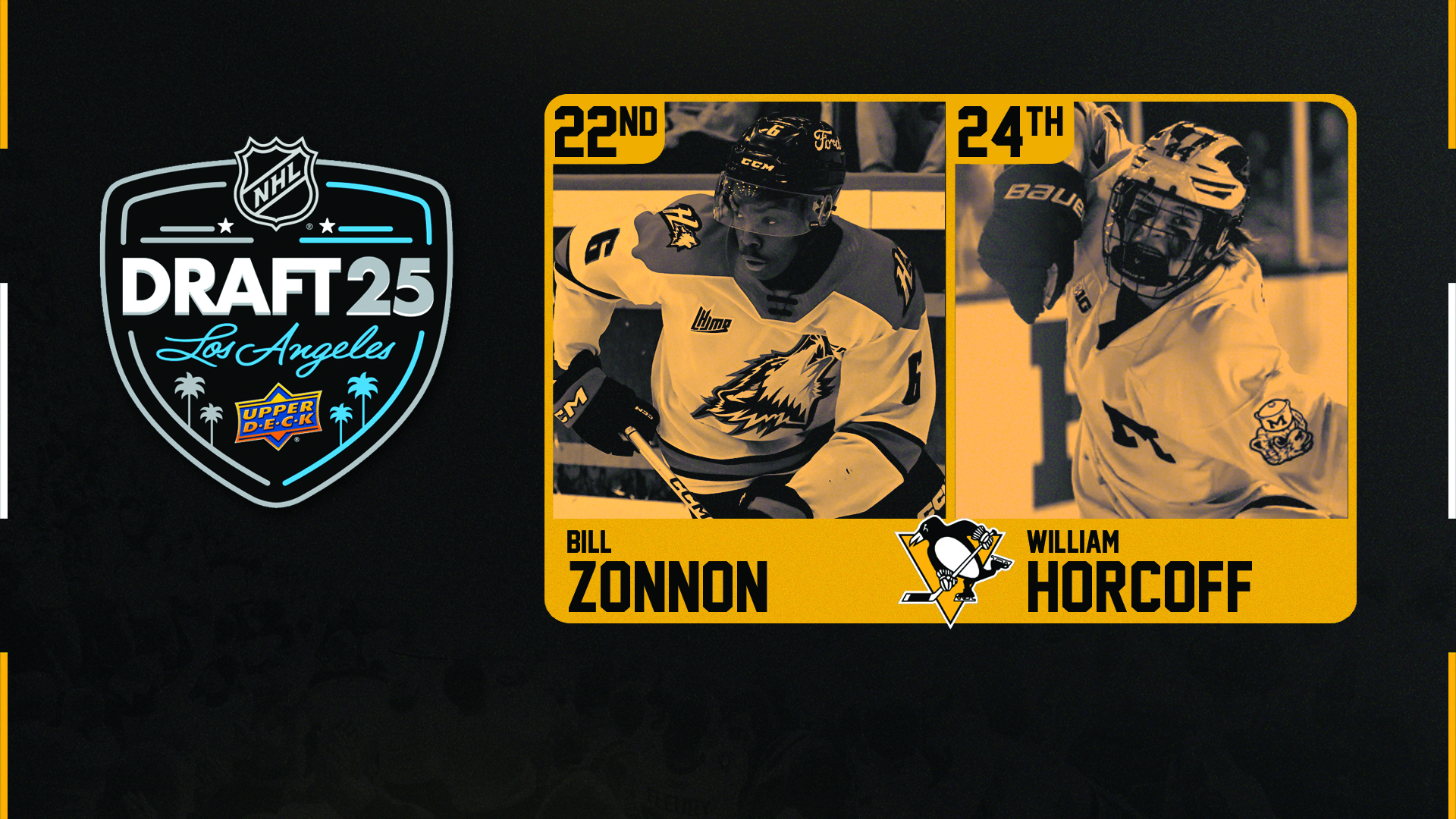 PENGUINS TAKE ZONNON & HORCOFF LATE IN FIRST ROUND