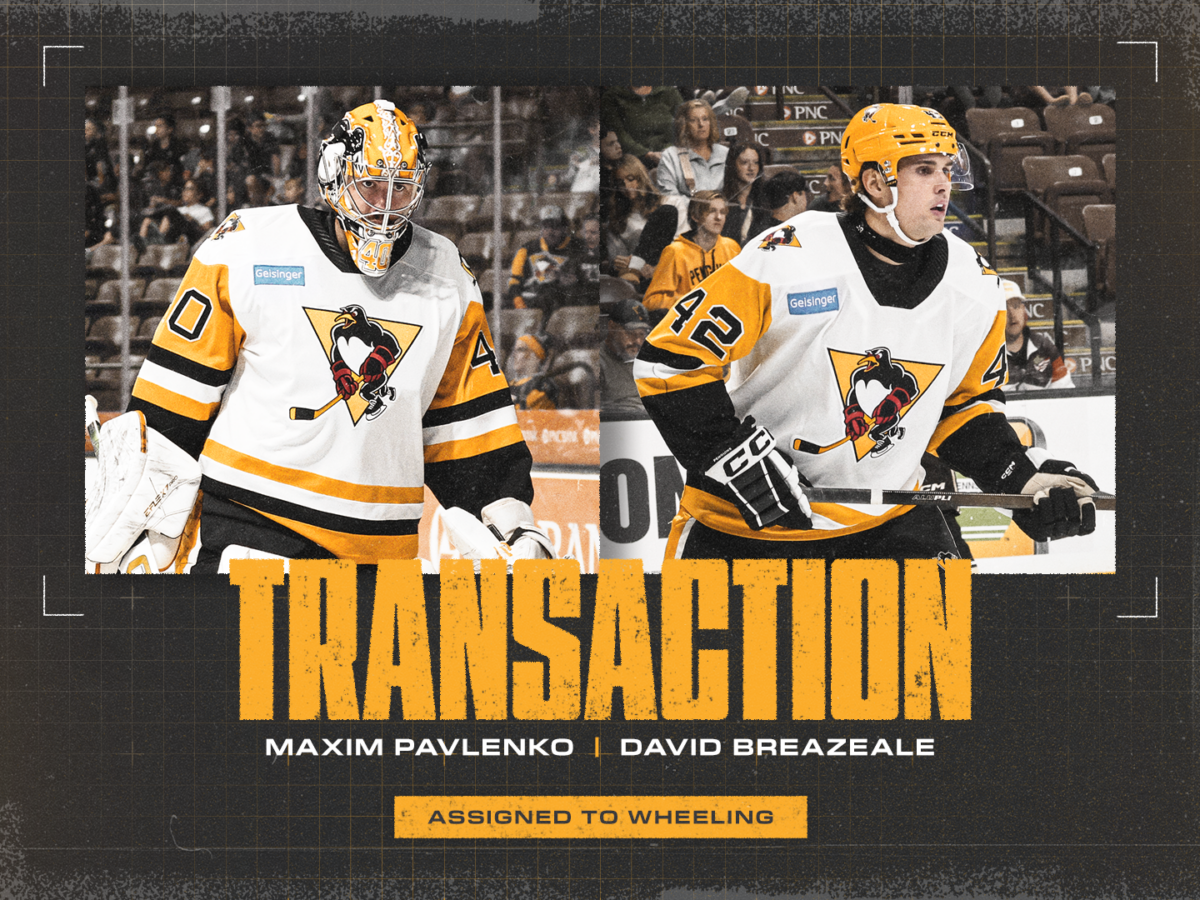 PENGUINS ASSIGN BREAZEALE, PAVLENKO TO WHEELING | WBS Penguins