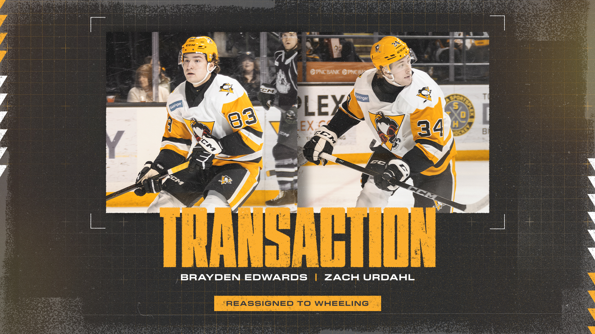 PENGUINS REASSIGN EDWARDS, URDAHL TO WHEELING