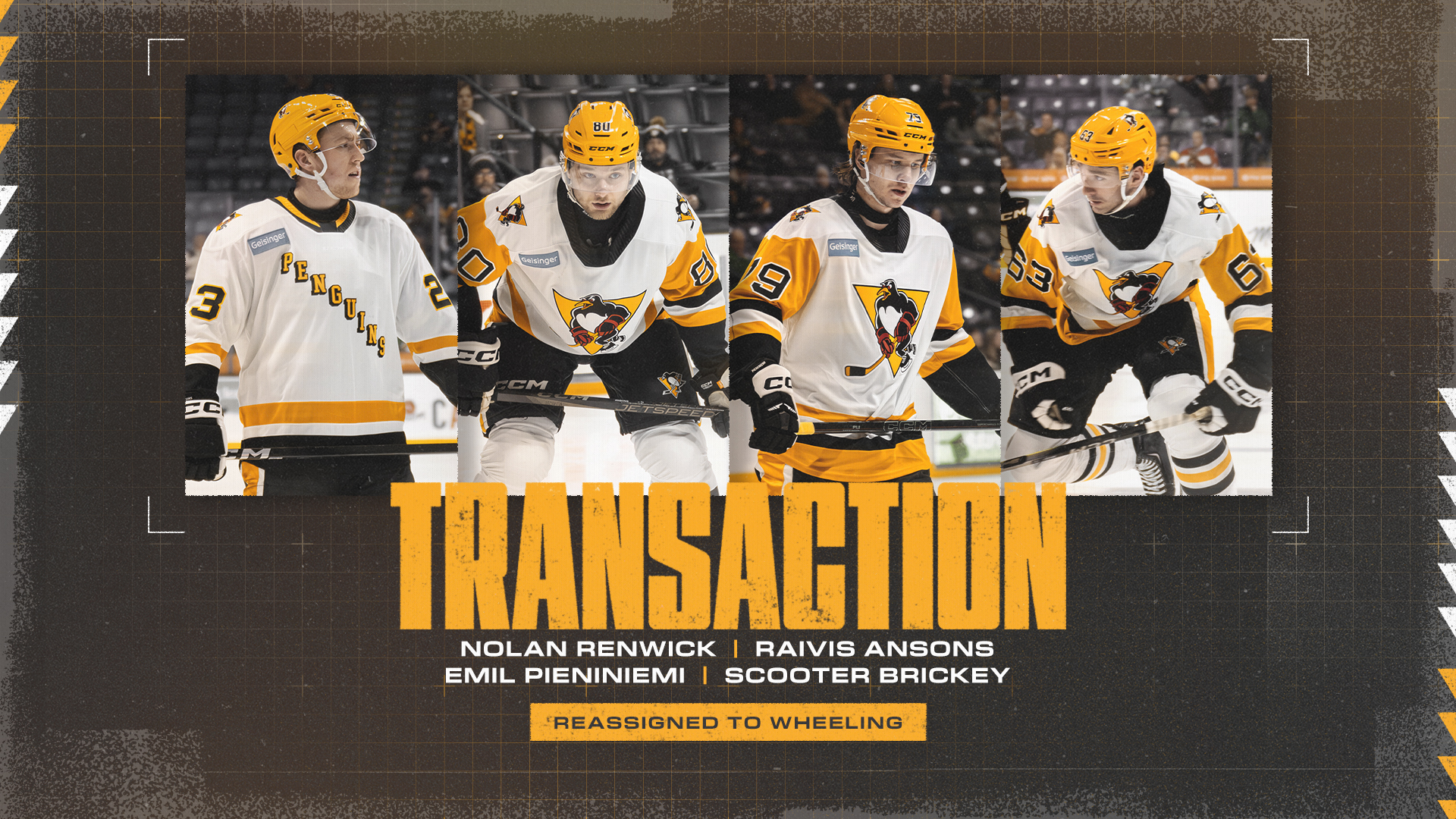 PENGUINS REASSIGN FOUR TO WHEELING