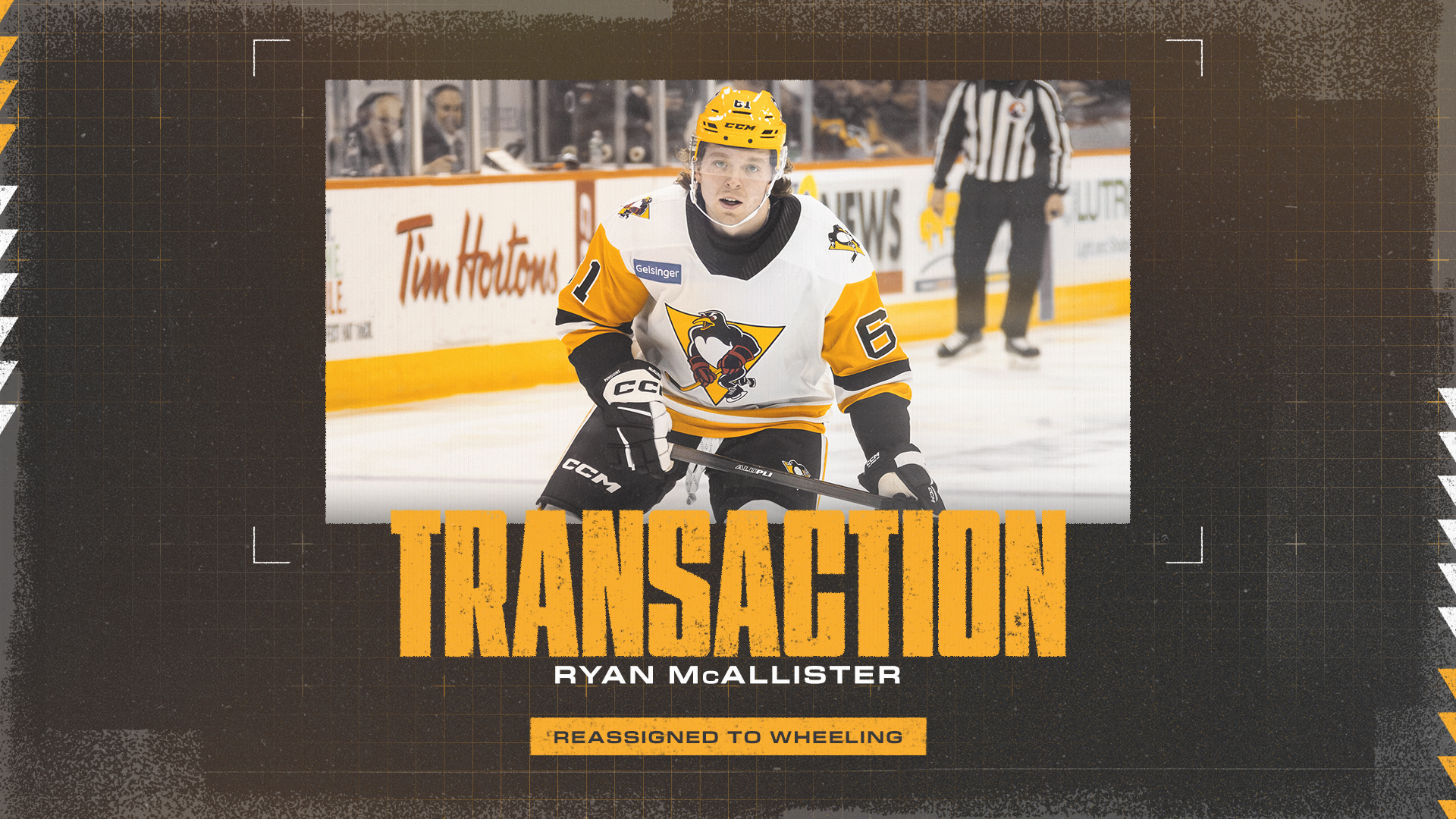 PENGUINS REASSIGN RYAN McALLISTER TO NAILERS