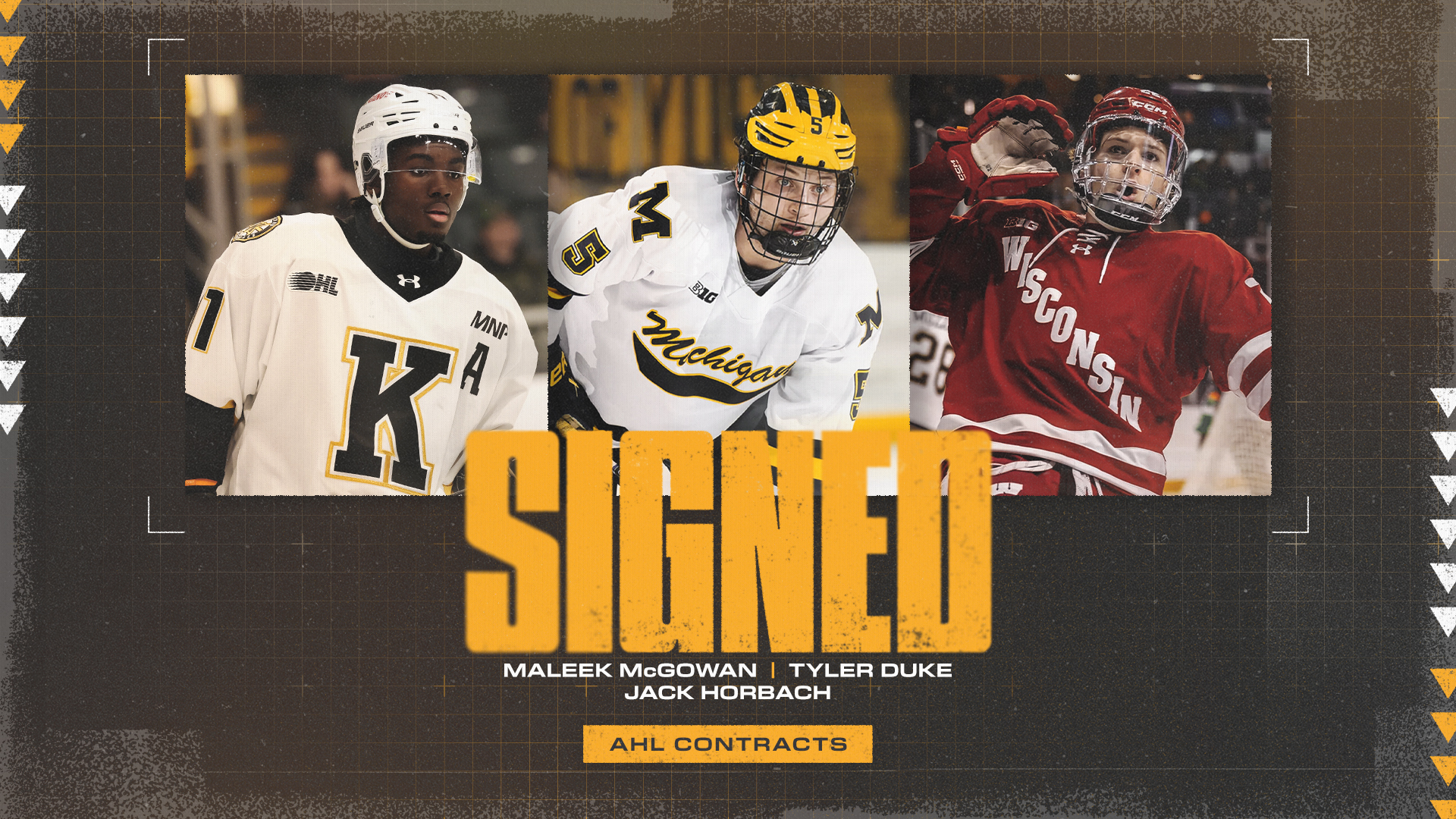 MALEEK McGOWAN, TYLER DUKE, JACK HORBACH SIGNED BY PENGUINS