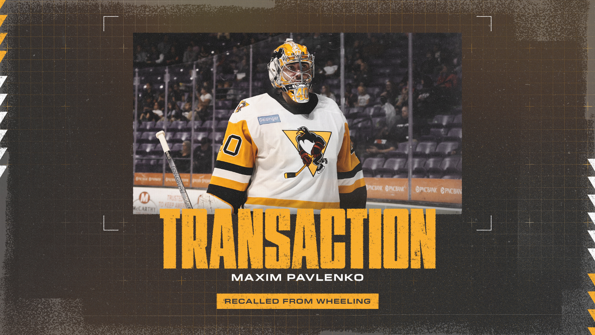 PENGUINS RECALL GOALTENDER MAXIM PAVLENKO