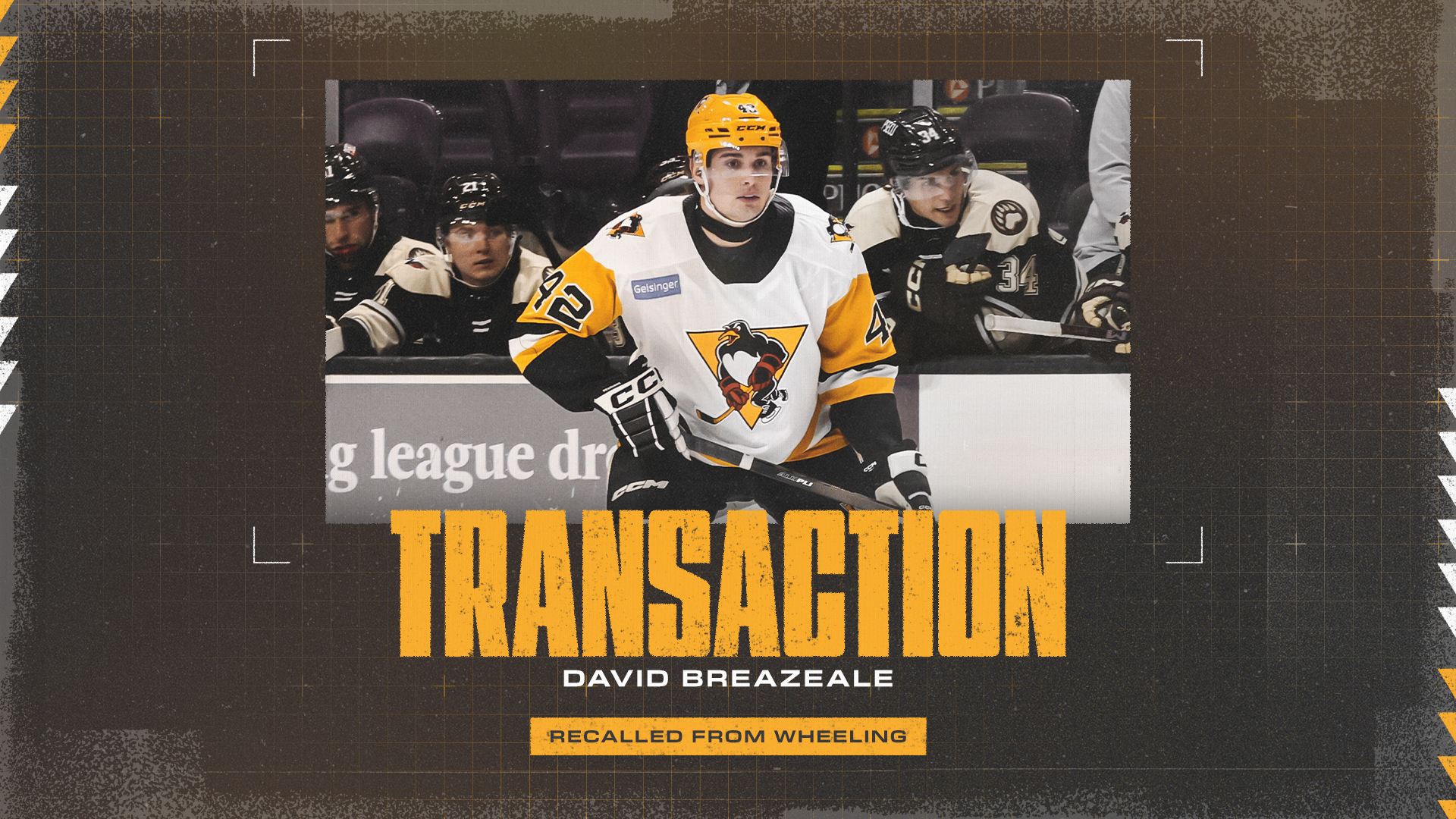 PENGUINS RECALL DEFENSEMAN DAVID BREAZEALE