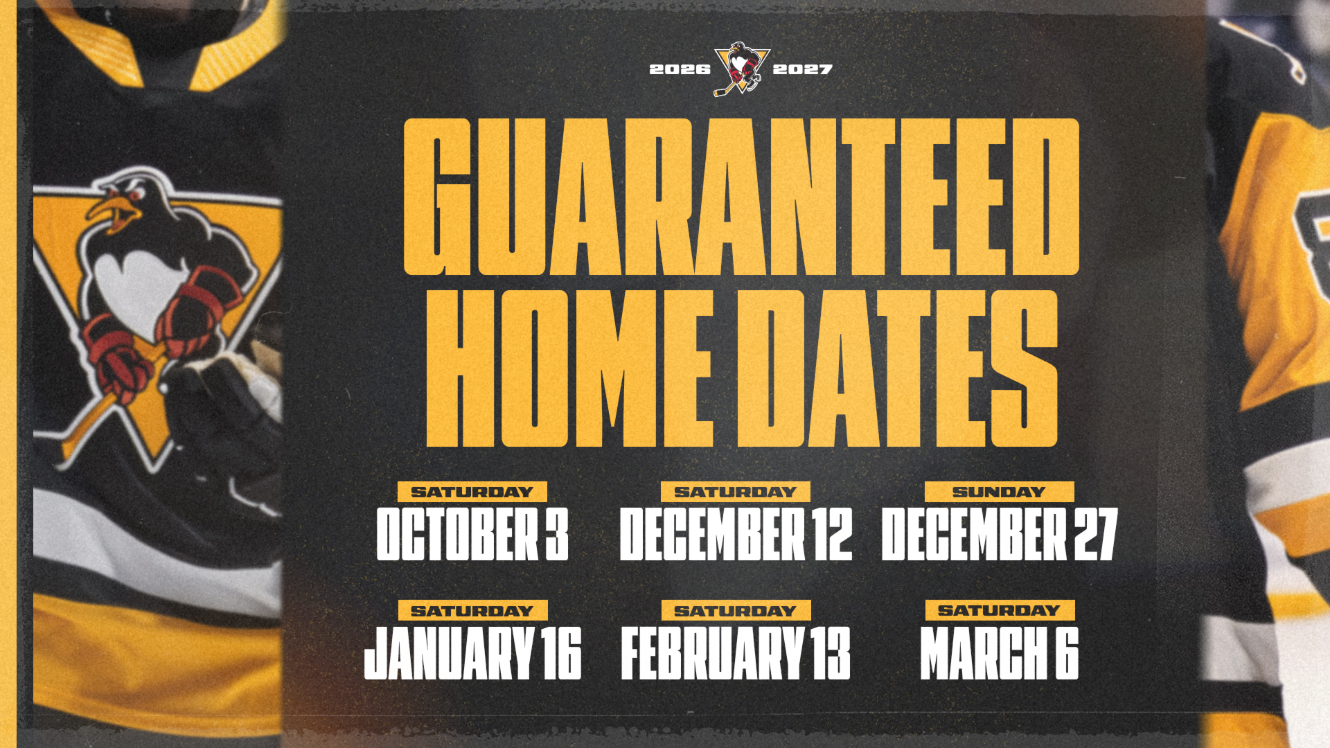 PENGUINS REVEAL GUARANTEED HOME DATES FOR 2026-27 SEASON