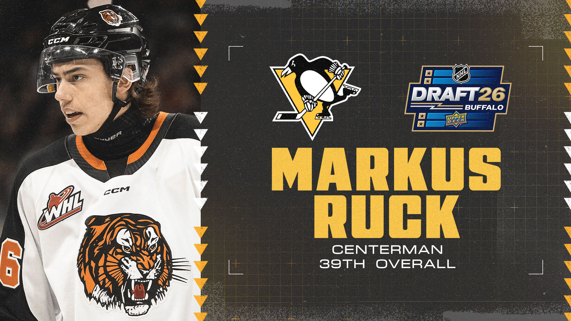 PENGUINS DRAFT MARKUS RUCK IN ROUND TWO, COMPLETING TWIN COMBO